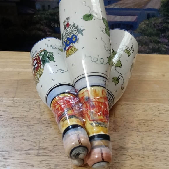 🛍🇫🇷 3 Vintage Wine Bottle French , Hand Painted/France. Size 10",Nice Gift.🎁 - Picture 8 of 9